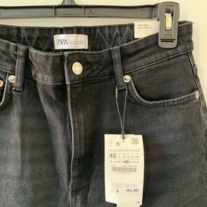 Zara High Rise Washed Black Skinny Jeans